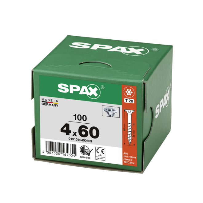 SPAX-T-STAR plus Torx TX 20 TG 4,0x60 WIROX® - Kleinpaket - 100 Stück
