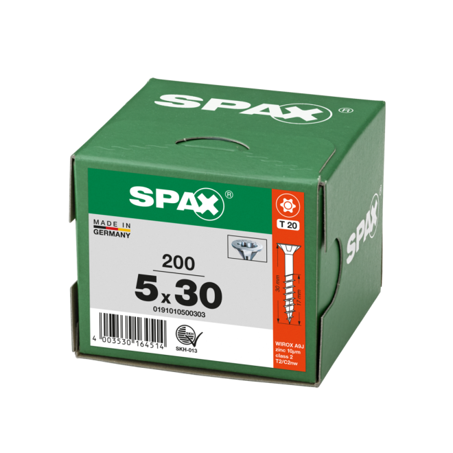 SPAX-T-STAR plus Torx TX 20 TG 5,0x30 WIROX®. - Kleinpaket - 200 Stück
