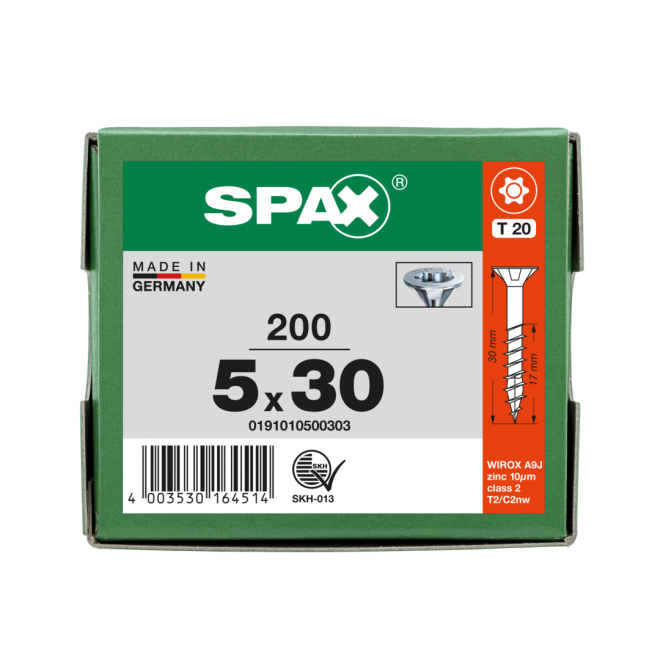 SPAX-T-STAR plus Torx TX 20 TG 5,0x30 WIROX®. - Kleinpaket - 200 Stück