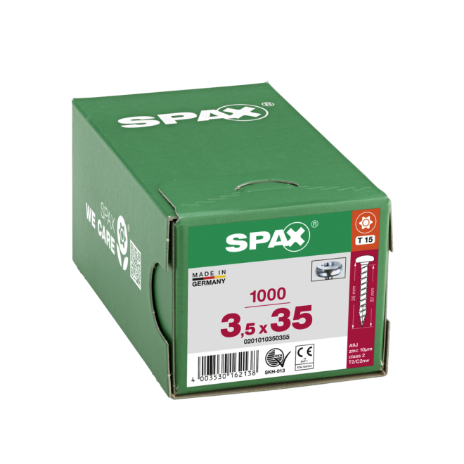 SPAX - Halbrundkopf (Pan Head St) mit I-Stern WIROX® Torx 15; 3,5x35,0 mm Vollgewinde - 1.000 Stück