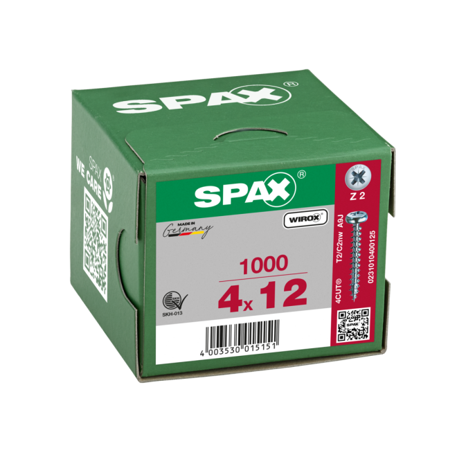 SPAX - Halbrundkopf Kreuz 4,0x12 WIROX® Vollgewinde - 5.000 Stück