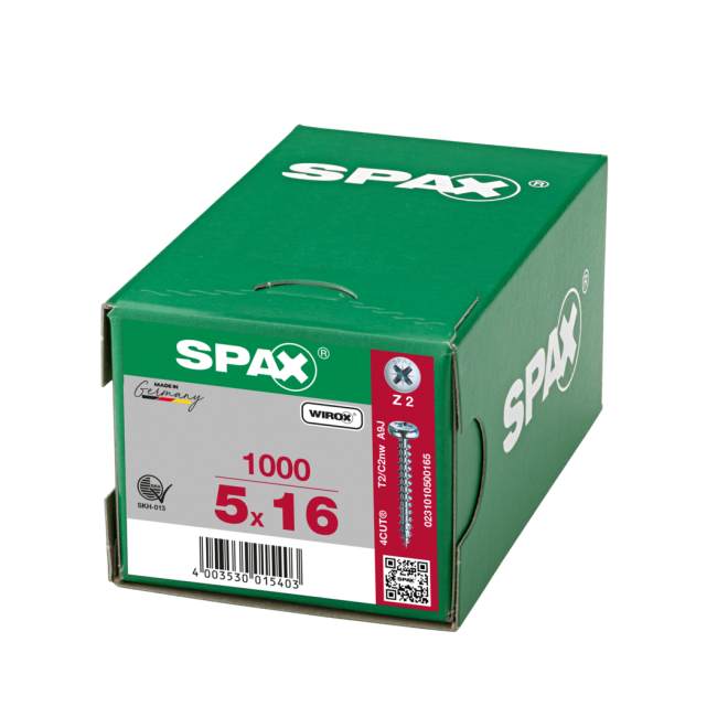 SPAX - Halbrundkopf Kreuz 5,0x16 WIROX® Vollgewinde - 1.000 Stück