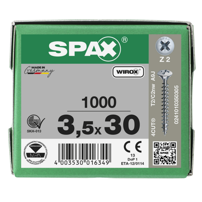 SPAX - Linsensenkkopf Kreuzschlitz WIROX® 3,5x30,0 mm - 5.000 Stück
