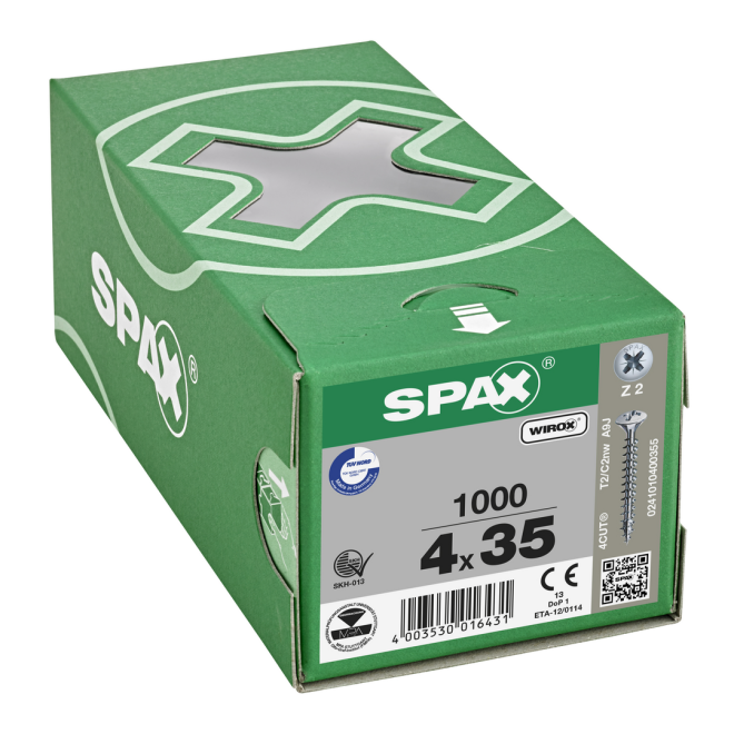 SPAX - Linsensenkkopf Kreuzschlitz WIROX® 4,0x35,0 mm - 5.000 Stück