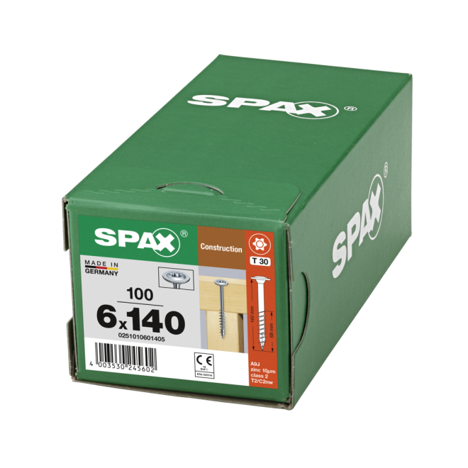 SPAX T-STAR plus - WIROX® Tellerkopf Teilgewinde Torx 30; 6,0x140 - 100 Stück