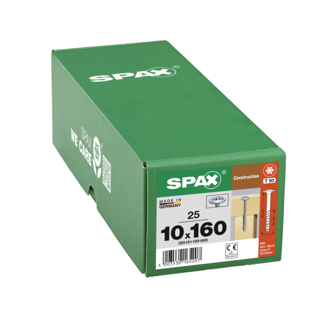  SPAX T-STAR plus - WIROX® Tellerkopf Teilgewinde Torx 50; 10,0x160 - 25 Stück 