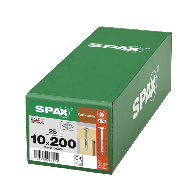  SPAX T-STAR plus - WIROX® Tellerkopf Teilgewinde Torx 50; 10,0x200 - 25 Stück 