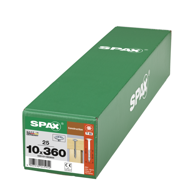  SPAX T-STAR plus - WIROX® Tellerkopf Teilgewinde Torx 50; 10,0x360 - 25 Stück 