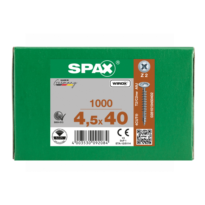 SPAX - S Rückwandschraube PZ 4,5x40 WIROX® - 1.000 Stück