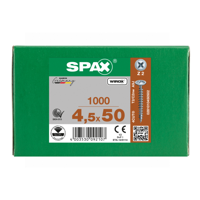 SPAX - S Rückwandschraube PZ 4,5x50 WIROX® - 1.000 Stück