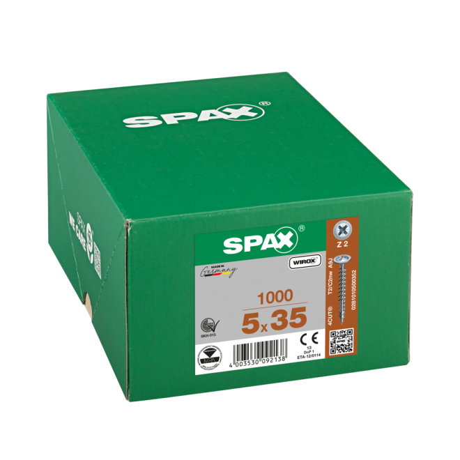 SPAX - S Rückwandschraube PZ 5,0x35 WIROX® - 1.000 Stück