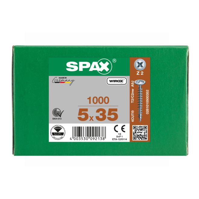 SPAX - S Rückwandschraube PZ 5,0x35 WIROX® - 1.000 Stück