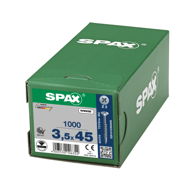 SPAX Universalschrauben Senkkopf, Kreuzschlitz, TG 3,5x45 WIROX® - 5000 Stück