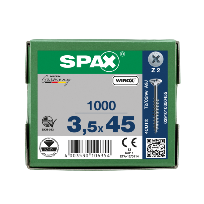 SPAX Universalschrauben Senkkopf, Kreuzschlitz, TG 3,5x45 WIROX® - 5000 Stück