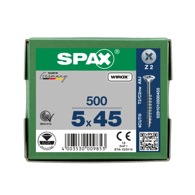 SPAX Universalschrauben Senkkopf, Kreuzschlitz, TG 5x45 WIROX® - 2500 Stück