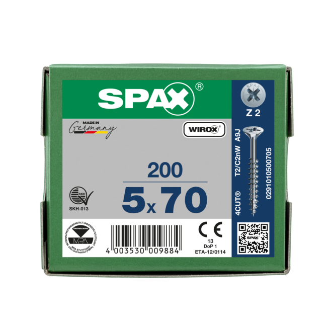 SPAX Universalschrauben Senkkopf, Kreuzschlitz, TG 5x70 WIROX® - 200 Stück
