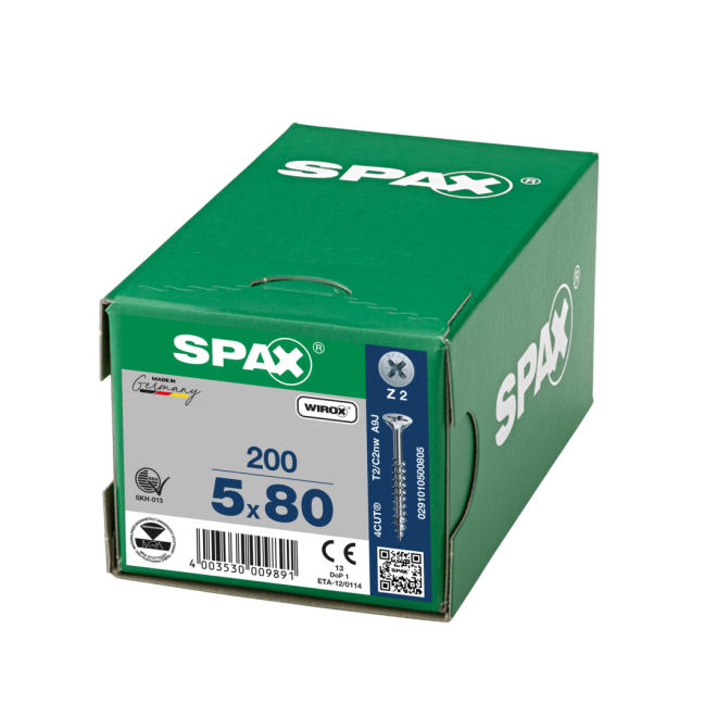 SPAX Universalschrauben Senkkopf, Kreuzschlitz, TG 5x80 WIROX® - 1000 Stück