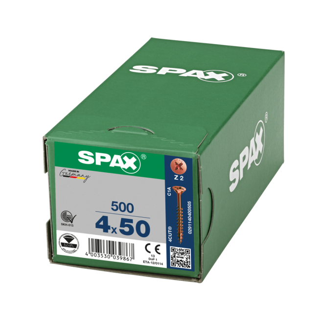 SPAX Universalschrauben Senkkopf, Kreuzschlitz, TG 4,0x50 brüniert - 500 Stück