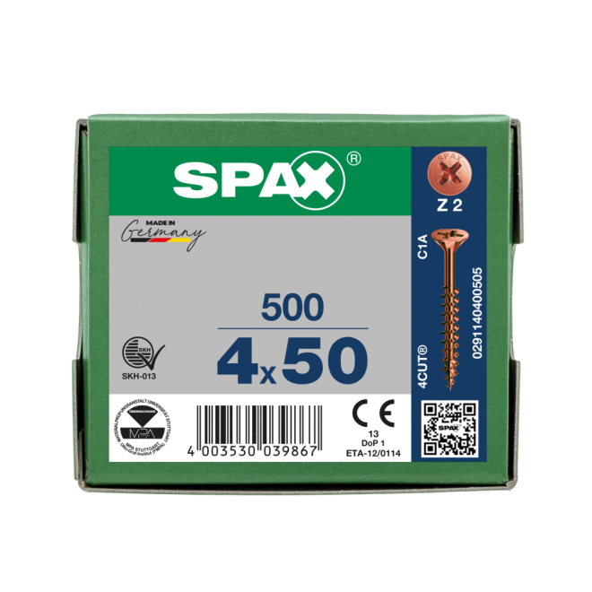 SPAX Universalschrauben Senkkopf, Kreuzschlitz, TG 4,0x50 brüniert - 500 Stück