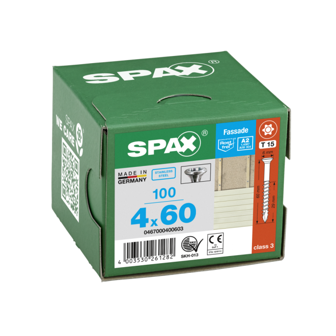 SPAX T-STAR plus Linsensenkkopf mit sehr kleinem Kopf (Ø6,0mm) und CUT- Spitze Edelstahl A2 Torx 15; 4,0x60 - 100 Stück