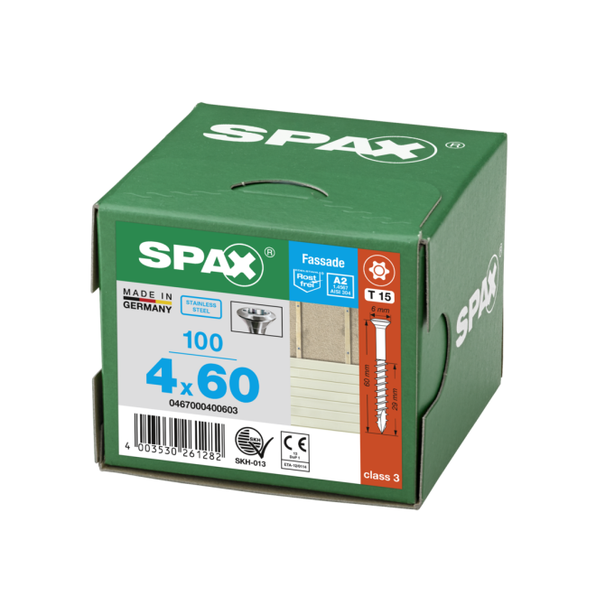 SPAX T-STAR plus Linsensenkkopf mit sehr kleinem Kopf (Ø6,0mm) und CUT- Spitze Edelstahl A2 Torx 15; 4,0x60 - 100 Stück