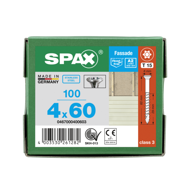 SPAX T-STAR plus Linsensenkkopf mit sehr kleinem Kopf (Ø6,0mm) und CUT- Spitze Edelstahl A2 Torx 15; 4,0x60 - 100 Stück