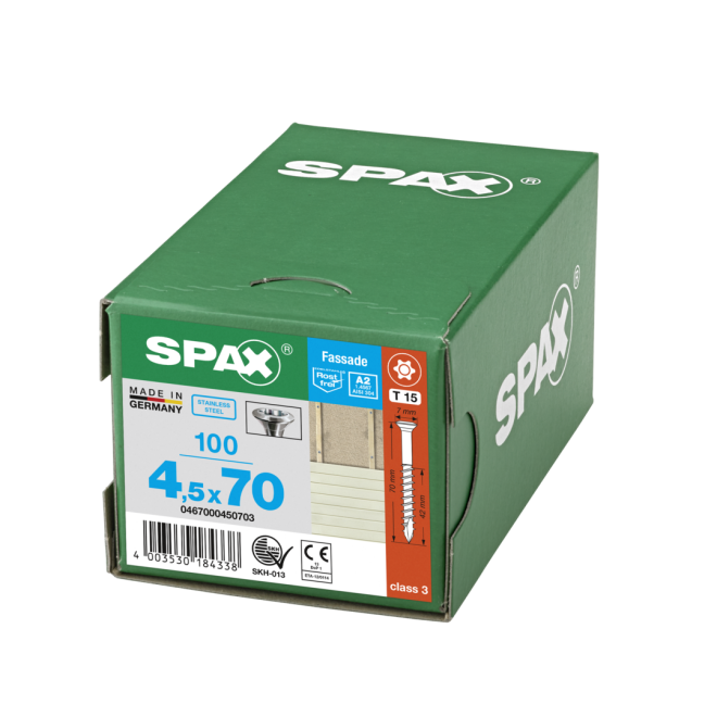 SPAX T-STAR plus Linsensenkkopf mit sehr kleinem Kopf (Ø7,0mm) und CUT- Spitze Edelstahl A2 Torx 15; 4,5x70 - 500 Stück
