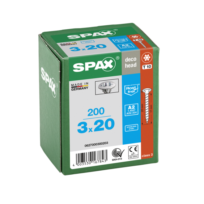 SPAX T-STAR plus Linsensenkkopf mit I-Stern 4CUT und MULTI-Kopf A2 Torx 10; 3,0x20,0 mm (Abweichende Ausführung) - 200 Stück