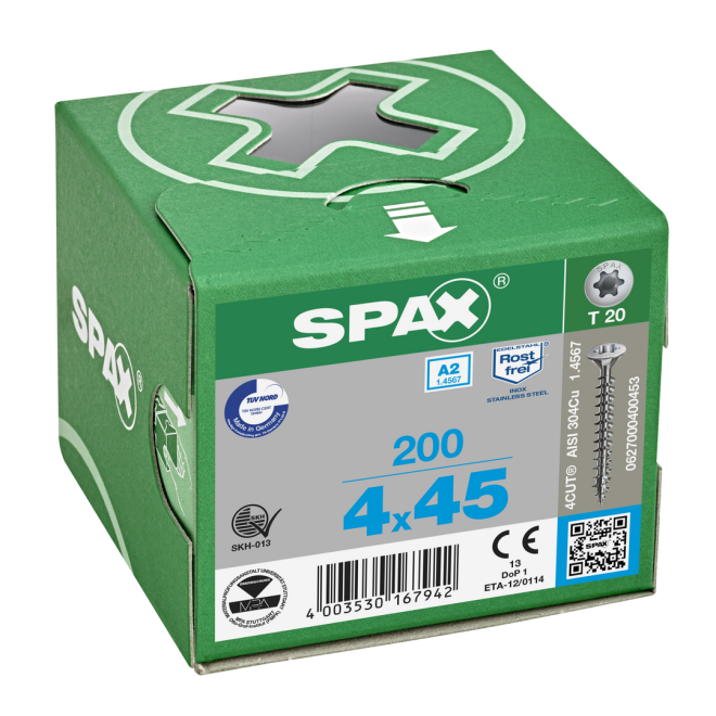 SPAX T-STAR plus Linsensenkkopf mit I-Stern 4CUT und MULTI-Kopf A2 Torx 20; 4,0x45,0 mm - 1000 Stück