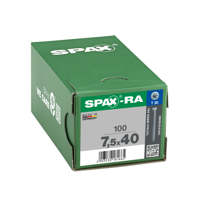 SPAX-RA Rahmenanker Flachsenkkopf T-Star plus WIROX® Torx 30 - 7,5x40 - 100 Stück