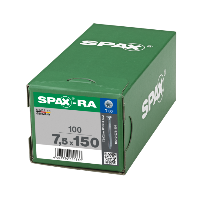 SPAX-RA Rahmenanker Flachsenkkopf T-Star plus WIROX® Torx 30 - 7,5x150 - 100 Stück
