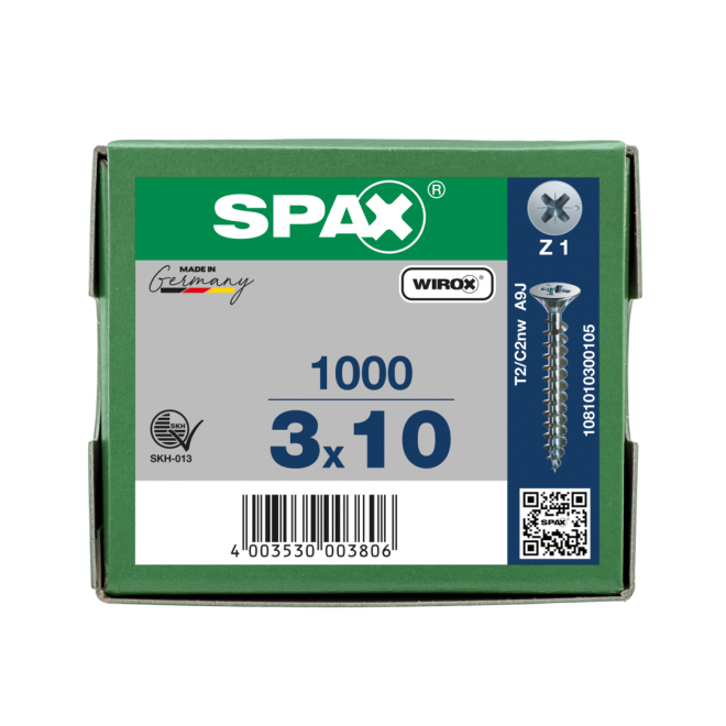 SPAX Universalschrauben Senkkopf, Kreuzschlitz, VG 3x10 WIROX® - 5000 Stück