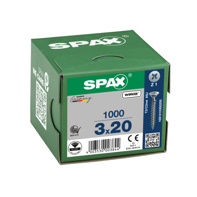 SPAX Universalschrauben Senkkopf, Kreuzschlitz, VG 3x20 WIROX® - 5000 Stück