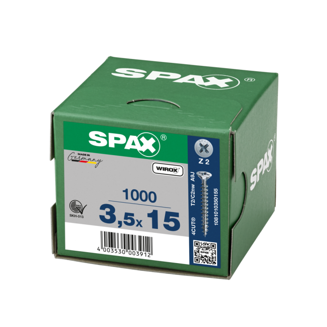 SPAX Universalschrauben Senkkopf, Kreuzschlitz, VG 3,5x15 WIROX® - 5000 Stück