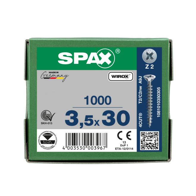 SPAX Universalschrauben Senkkopf, Kreuzschlitz, VG 3,5x30 WIROX® - 5000 Stück