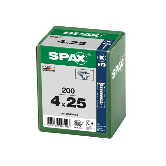 SPAX Universalschrauben Senkkopf, Kreuzschlitz, VG 4x25 WIROX® - Kleinpaket - 200 Stück