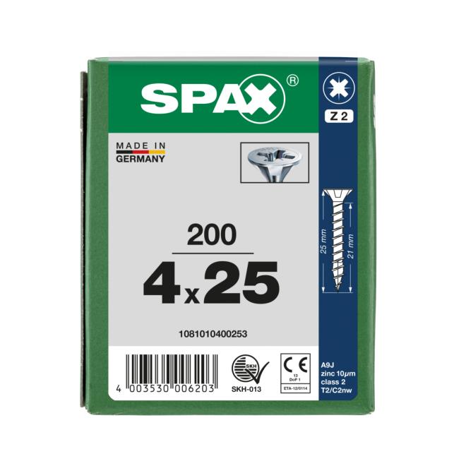 SPAX Universalschrauben Senkkopf, Kreuzschlitz, VG 4x25 WIROX® - Kleinpaket - 200 Stück