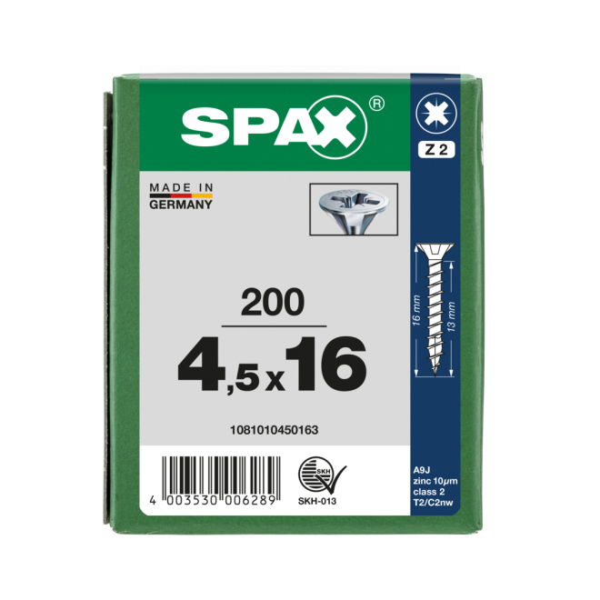 SPAX Universalschrauben Senkkopf, Kreuzschlitz, VG 4,5x16 WIROX® - Kleinpaket - 200 Stück