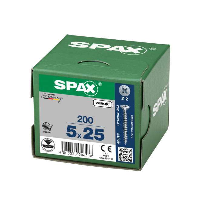 SPAX Universalschrauben Senkkopf, Kreuzschlitz, VG 5x25 WIROX® - Kleinpaket - 200 Stück