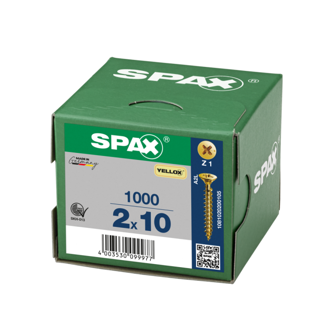SPAX Universalschrauben Senkkopf, Kreuzschlitz, VG 2x10 YELLOX® - 1000 Stück