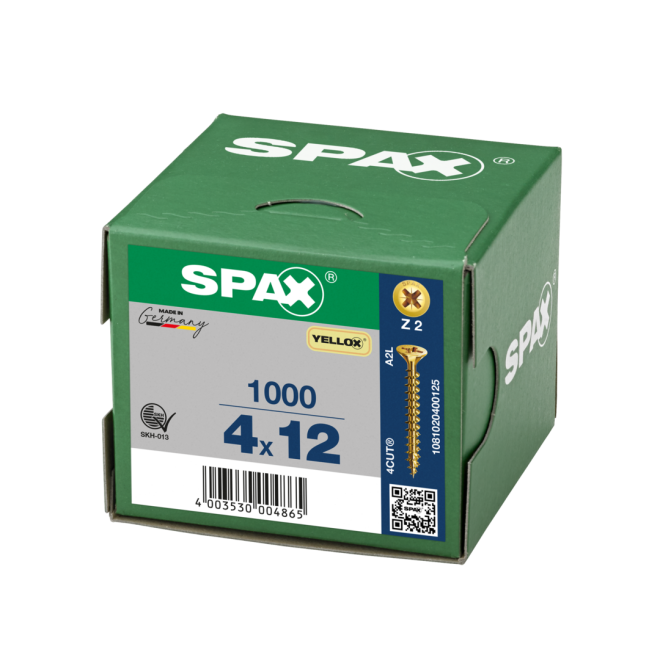SPAX Universalschrauben Senkkopf, Kreuzschlitz, VG 4x12 YELLOX® - 5000 Stück