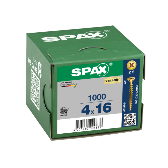 SPAX Universalschrauben Senkkopf, Kreuzschlitz, VG 4x16 YELLOX® - 1000 Stück