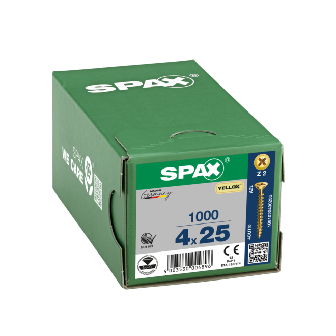 SPAX Universalschrauben Senkkopf, Kreuzschlitz, VG 4x25 YELLOX® - 5000 Stück