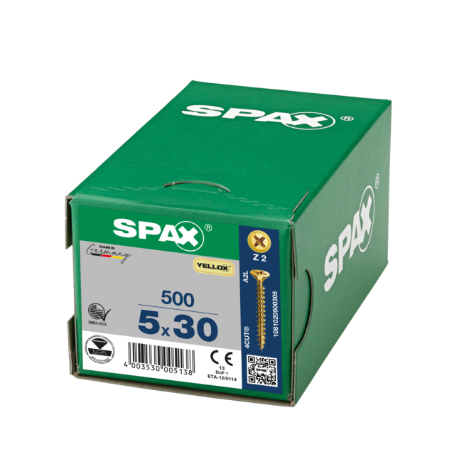 SPAX Universalschrauben Senkkopf, Kreuzschlitz, VG 5x30 YELLOX® - 500 Stück