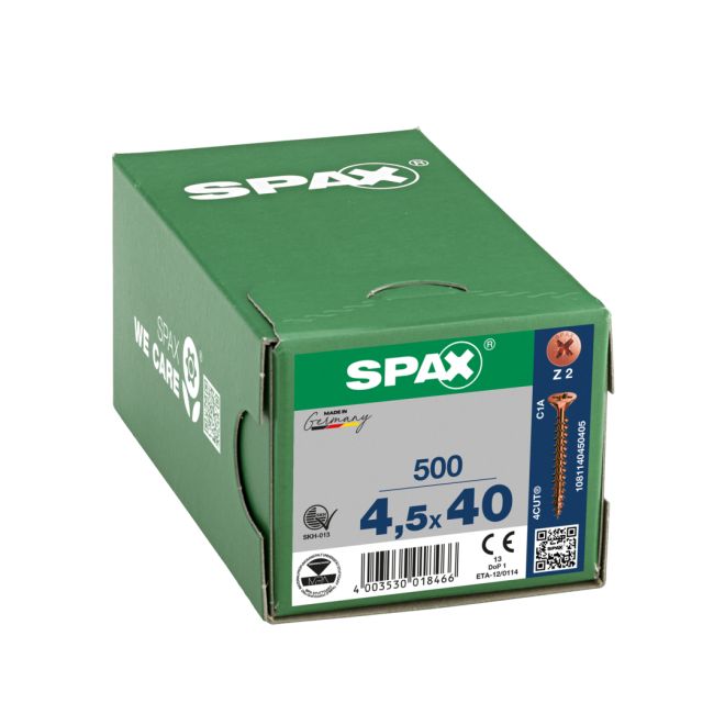 SPAX Universalschrauben Senkkopf, Kreuzschlitz, VG 4,5x40 brüniert - 2.500 Stück