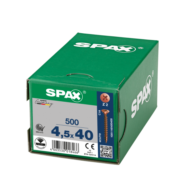 SPAX Universalschrauben Senkkopf, Kreuzschlitz, VG 4,5x40 brüniert - 2.500 Stück