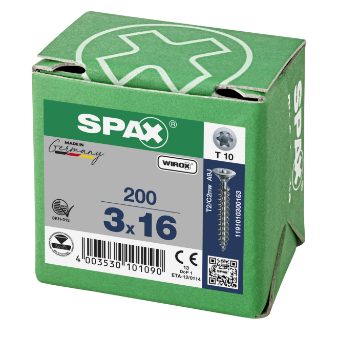 SPAX-T-STAR plus Torx TX 10 VG 3,0x16 (Abweichende Ausführung.) WIROX® - Kleinpaket - 200 Stück