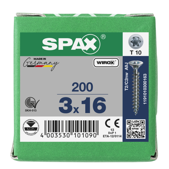 SPAX-T-STAR plus Torx TX 10 VG 3,0x16 (Abweichende Ausführung.) WIROX® - Kleinpaket - 200 Stück