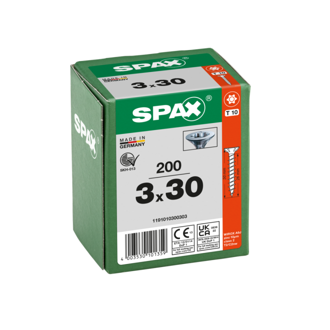 SPAX-T-STAR plus Torx TX 10 VG 3,0x30 (Abweichende Ausführung.) WIROX® - Kleinpaket - 200 Stück
