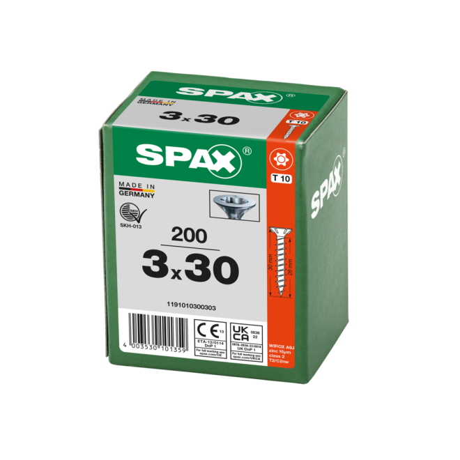 SPAX-T-STAR plus Torx TX 10 VG 3,0x30 (Abweichende Ausführung.) WIROX® - Kleinpaket - 200 Stück